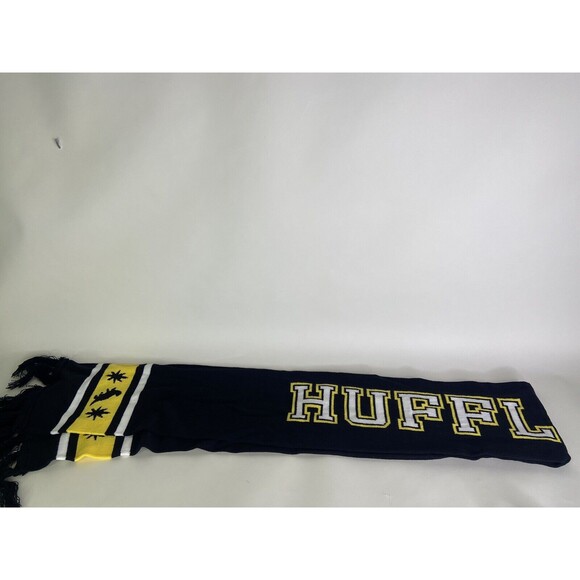 Harry Potter Hufflepuff Winter Scarf Knit with Tassels Black Yellow Adult Unisex - Picture 2 of 5